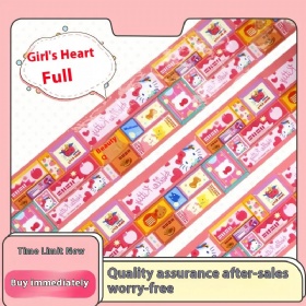 Cartoon Girl Pink Express Student Packaging Tape Cute Gummed BOPP Paper Single Sided Rubber Adhesive for E-commerce Packaging