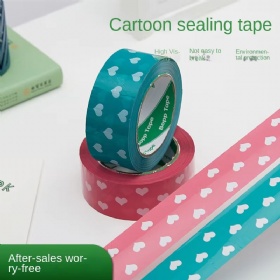 Blue Pink Heart-Shaped Peach Adhesive Sealing Tape Wide Express Packing Masking Tape Cute Pattern Made BOPP Acrylic Material