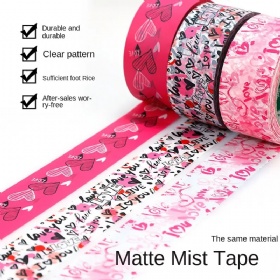 Mute Fog Face Sealing Tape Waterproof Valentine's Day Gift Packing Tape Exclusive Love You Heart-Shaped Transfer Printing