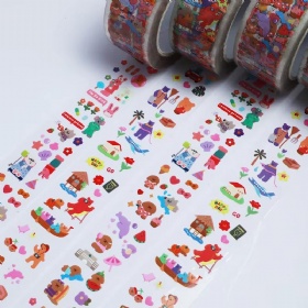 Large Roll Transparent BOPP Sealing Tape Cute Cartoon Animal Bear Sticker Wholesale Express Packaging Adhesive Paper